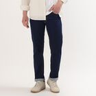 Men's Deep Midnight Navy Blue Slim Fit Washed Jeans, Dark Blue, small