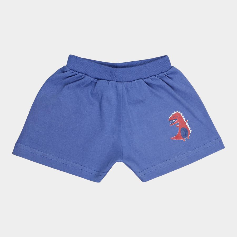 Infants Cotton Printed Half Pant, Mid Blue, large image number null