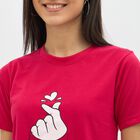 Women's Bright Red Round Neck Casual T-Shirt, Fuchsia, small image number null