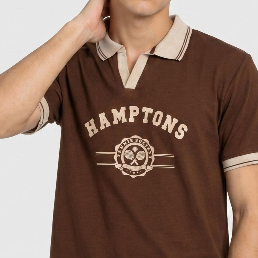 Men's Brown Polo Neck Polo T-Shirt, Brown, large