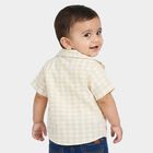 Infants Beige Cotton Half Sleeve Collared Casual Shirt, Beige, small