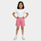 Girls' Pink Regular Fit Printed Shorts, हल्का गुलाबी, small