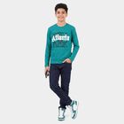 Boys Dark Green Crew Neck Regular Boys T-Shirt, गहरा हरा, small