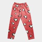 Girls' Pink Regular Fit Heart Print Winter Pyjama, Pink, small