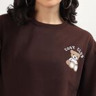 Women's Dark Chocolate Brown Crew Neck Casual Sweatshirt, भूरा, small image number null