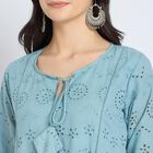 Ladies' 100% Cotton Kurta Pyjama Set, Mid Blue, small image number null