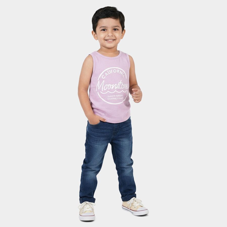 Boys' Lavender Round Neck Regular T-Shirt, Lilac, large