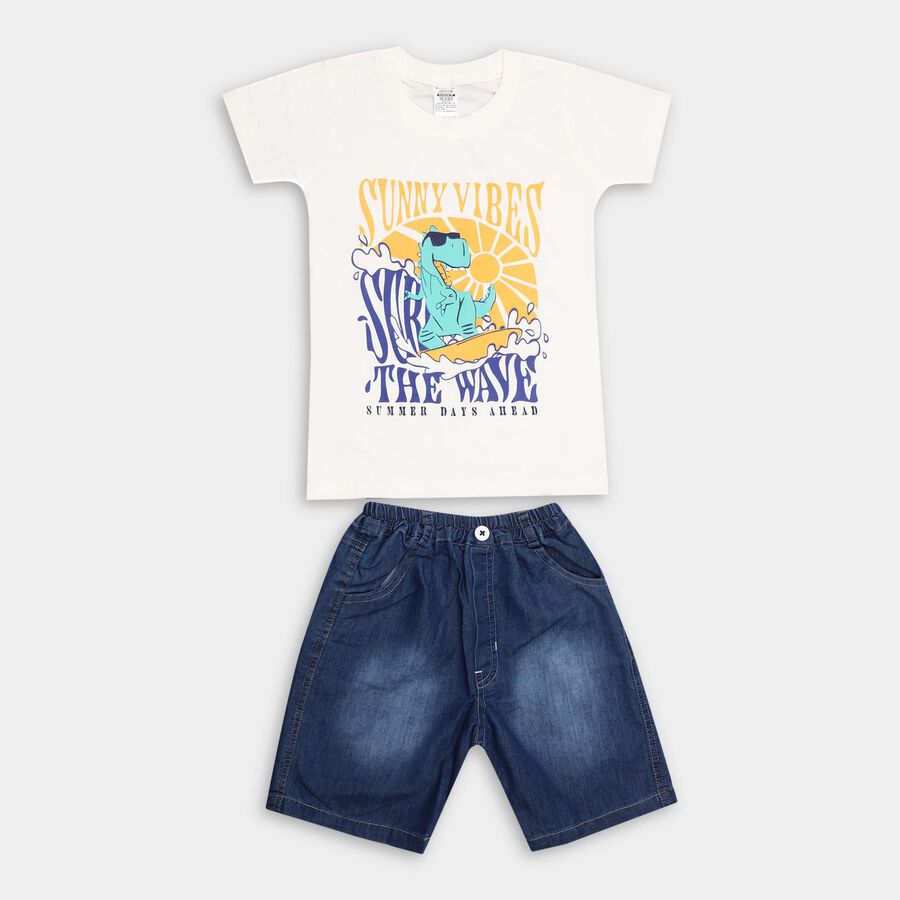 Boys' 100% Cotton Woven Baba Suit , Off White, large image number null
