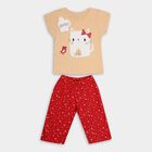 Girls' 100% Cotton Capri Set , पीच, small image number null