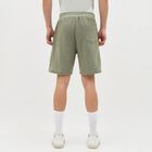 Men's Muted Olive Green Textured Elastic Waist Bermuda Shorts, Light Green, small