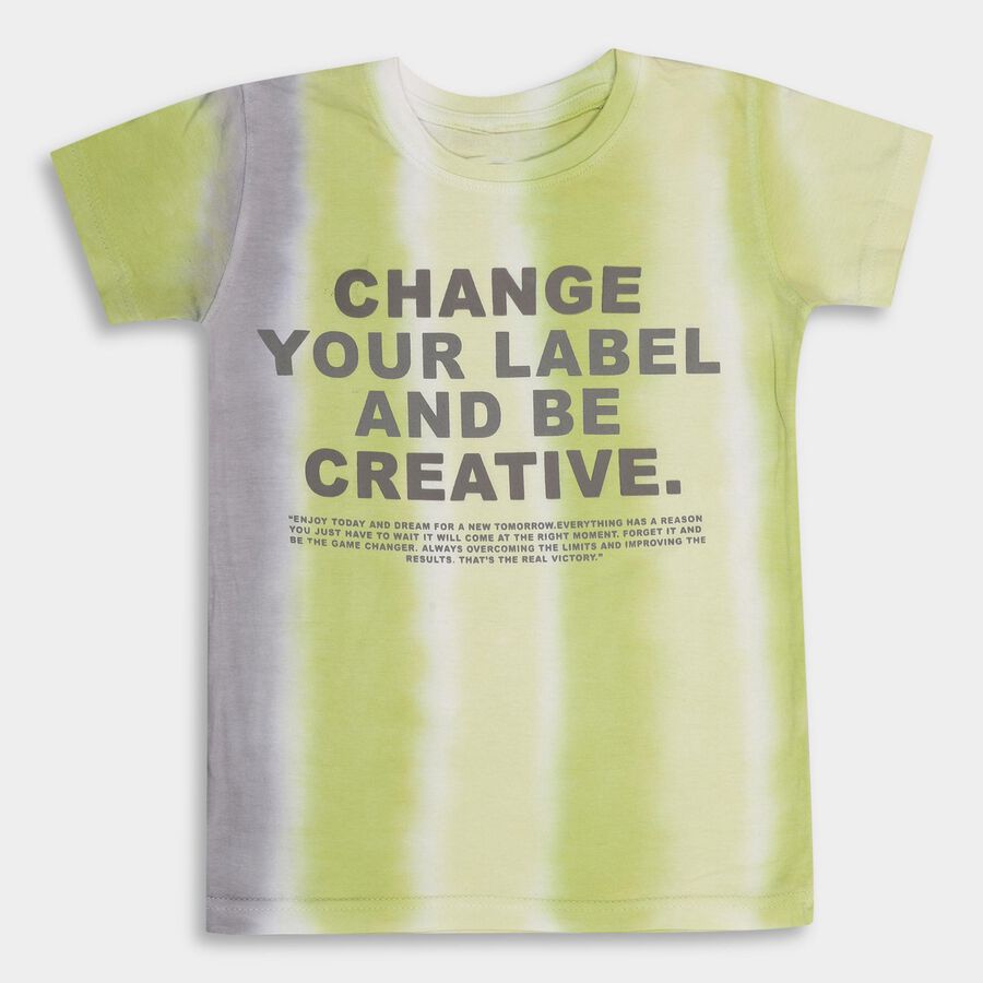 Boys' 100% Cotton Half Sleeves T-Shirt, Light Green, large image number null