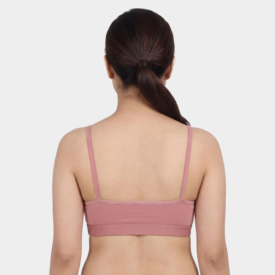Women's Pink Cotton Blend Round Neck Wireless Non-Padded Bra, Light Pink, large
