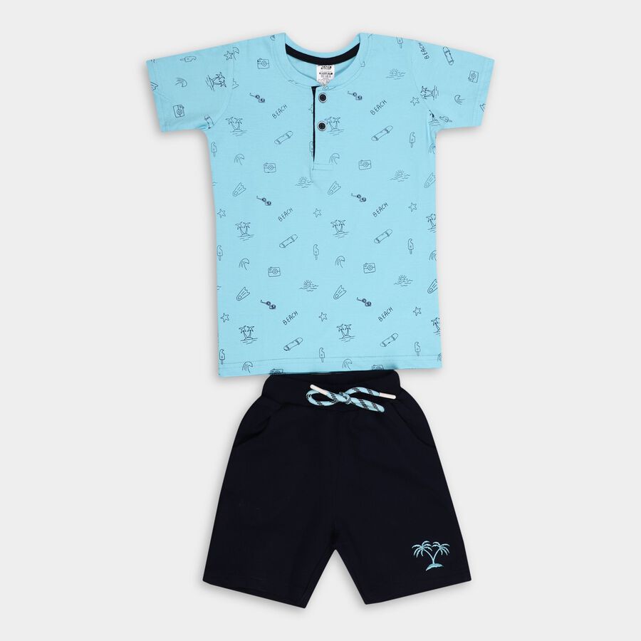 Boys' 100% Cotton Knit Baba Suit, Light Blue, large image number null