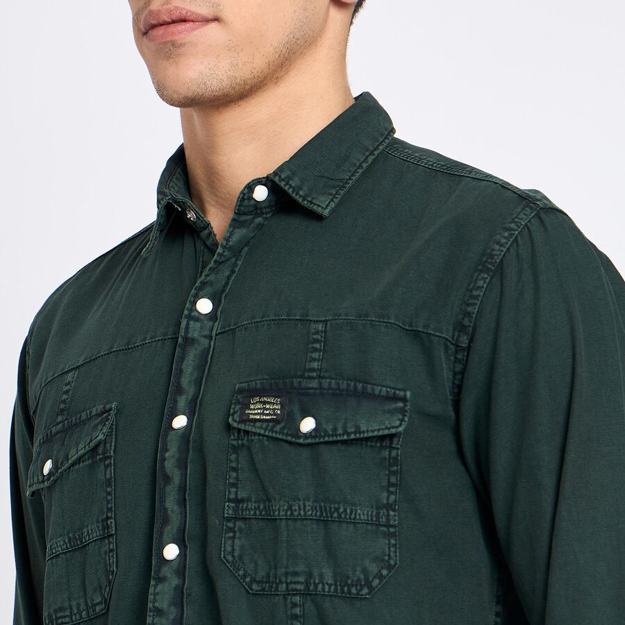 Men's 100% Cotton Casual Shirt , गहरा हरा, large image number null