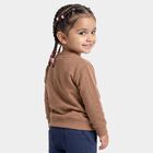Girls' Brown Crew Neck Pullover Sweatshirt, भूरा, small