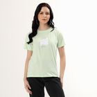 Women's Light Sage Green Cotton Round Neck Casual T-Shirt, Light Green, small image number null