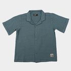 Boys Green Cotton Camp Collar Casual Shirt, गहरा हरा, small