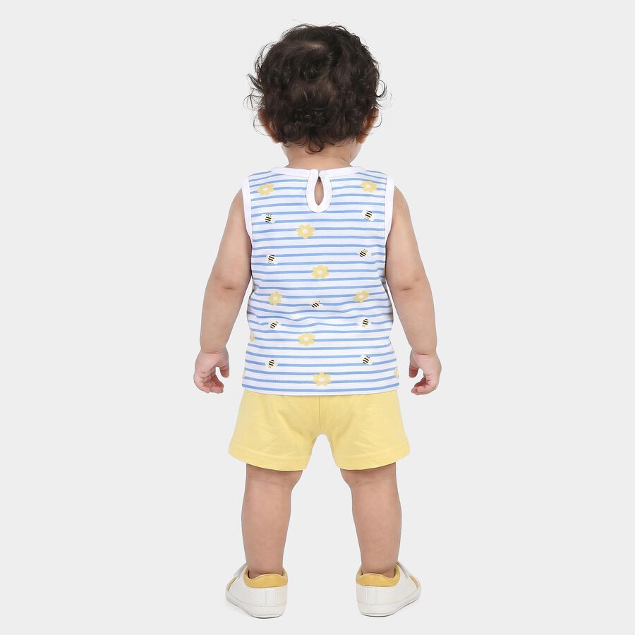 Infants Light Blue Round Neck Short Set Upper and Bottom Set, Light Blue, large