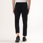 Men's Black Slim Fit Zippered Pockets Track Pants, Black, small