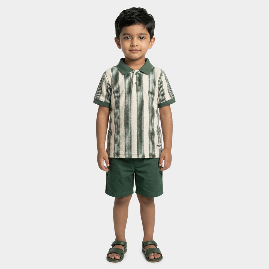 Boys Olive Round Neck Casual Half Sleeve T-Shirt, Olive, large