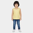 Girls Yellow Cotton Round Neck Minimalist Vest, पीला, small