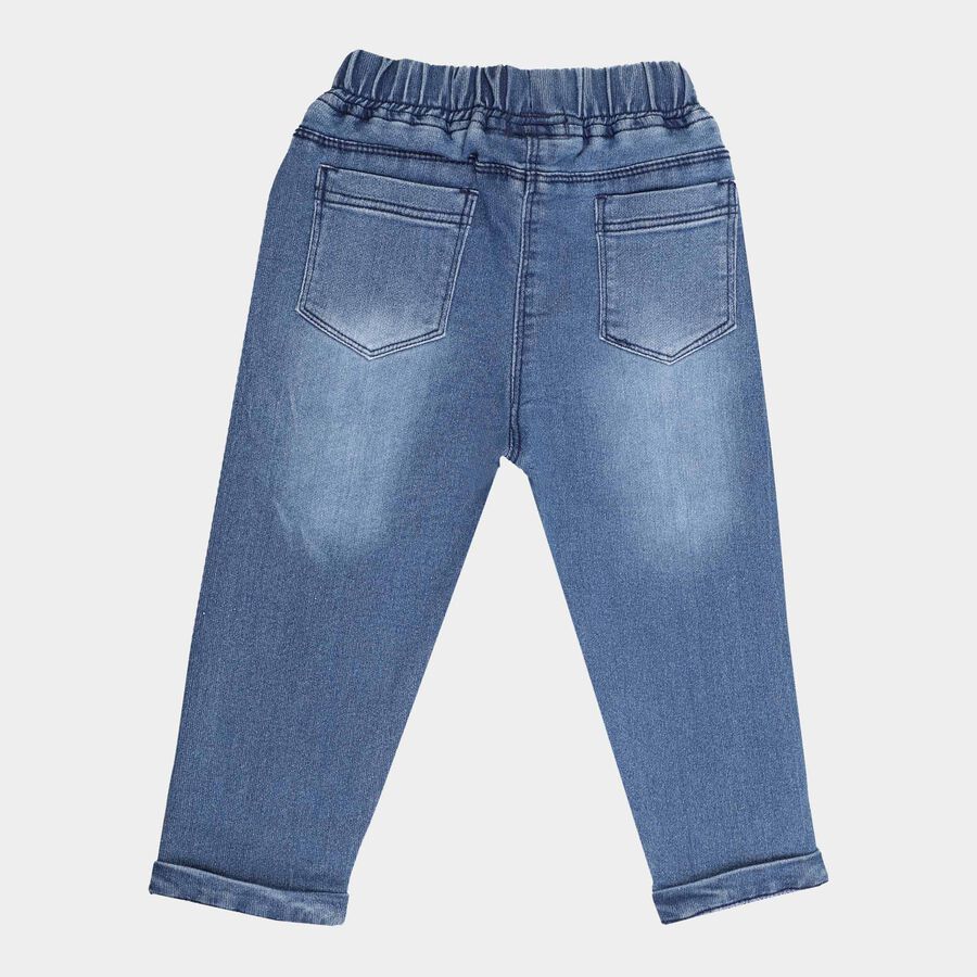 Infants Basic Wash with Embroidery Regular Rib Waist Jeans, Light Blue, large image number null