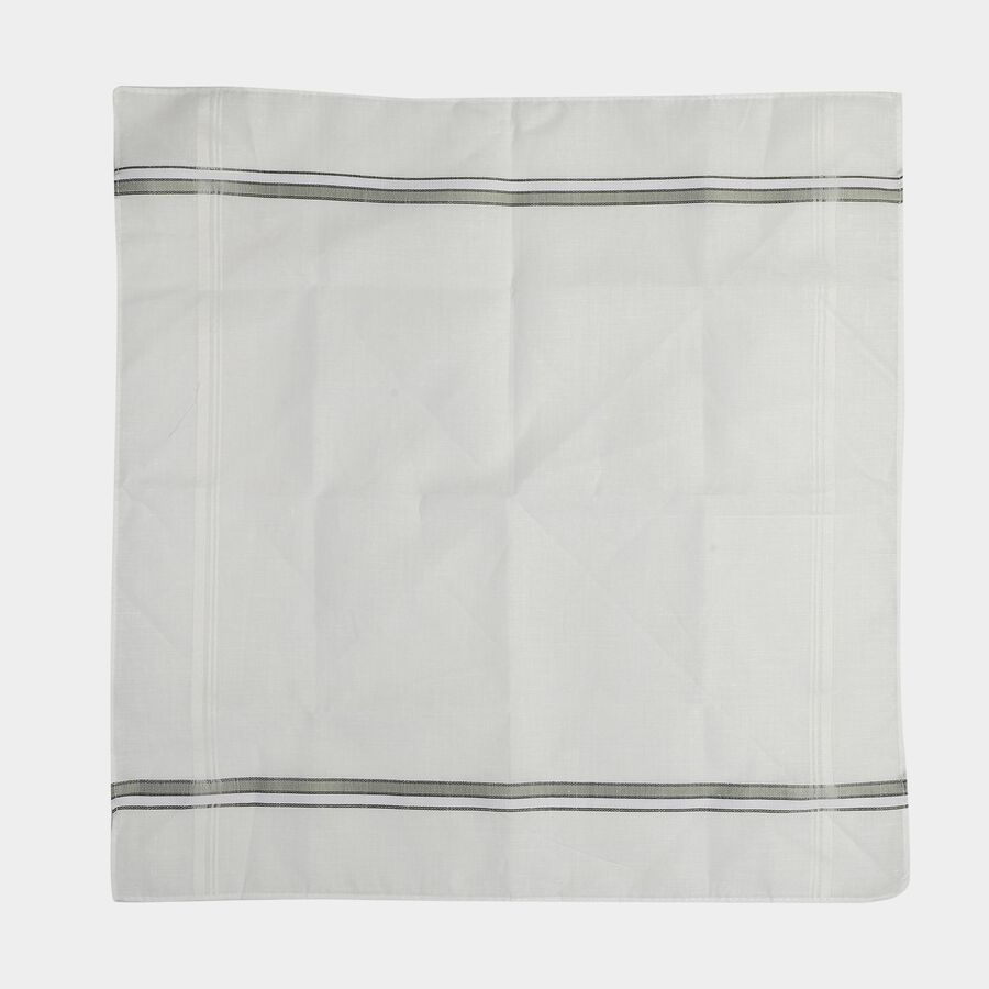 Men's White Checked Pack of 3 Handkerchief, Light Grey, large