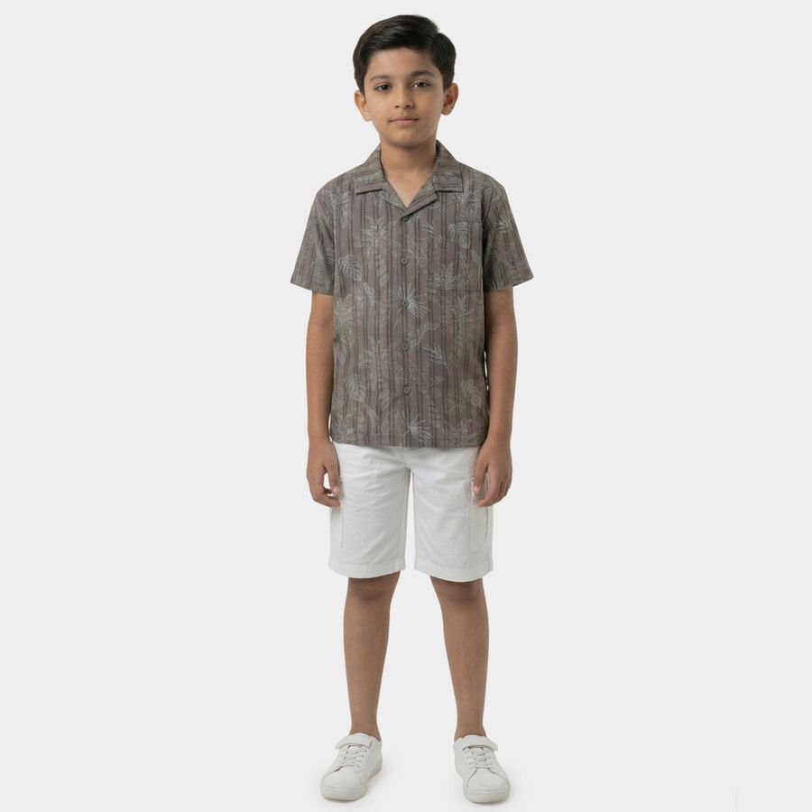Boys Brown Cotton Classic Casual Shirt, Brown, large