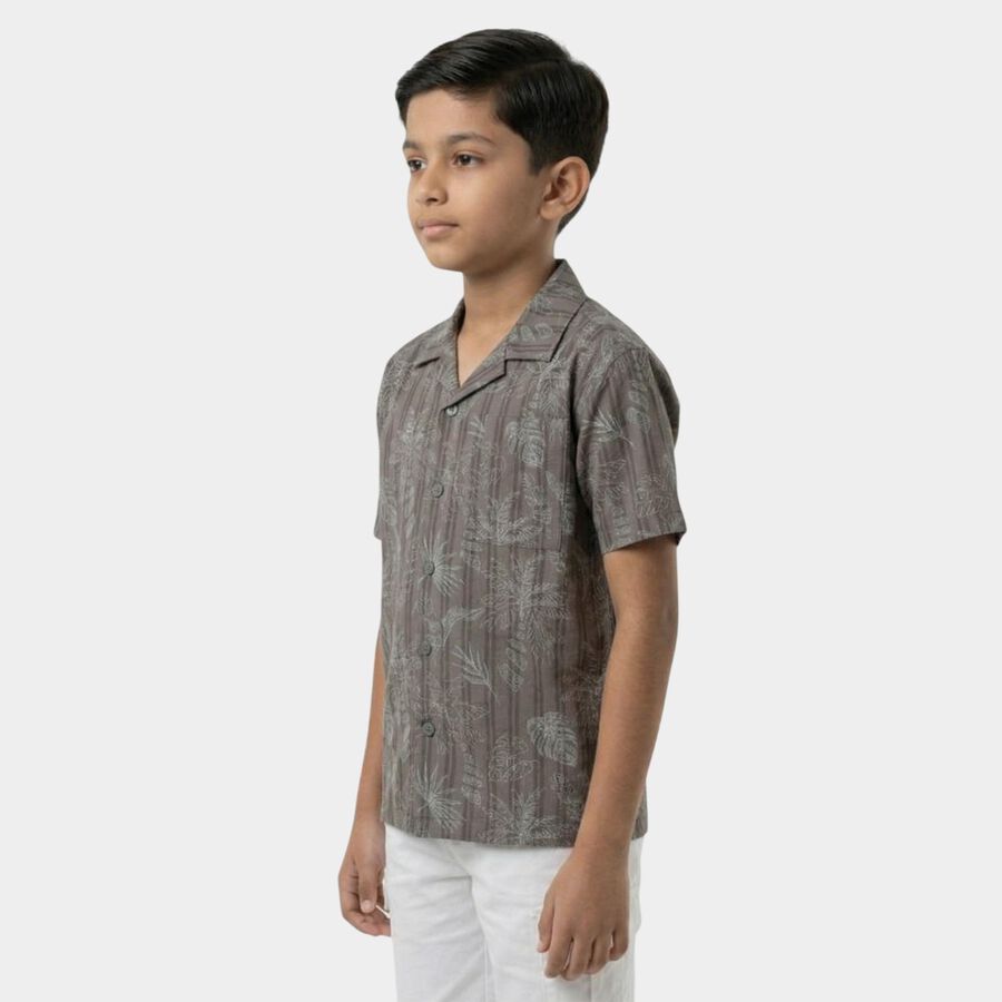 Boys Brown Cotton Classic Casual Shirt, Brown, large