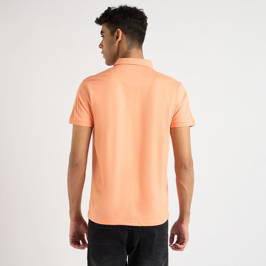 Men's 100% Cotton Collared Half Sleeves T-Shirt, पीच, large image number null
