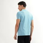Men's Light Blue Polo Neck Striped T-Shirt, Light Blue, small image number null