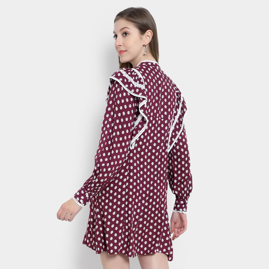 All Over Print Dress, Wine, large image number null