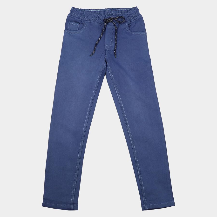 Boys' Blue Straight Fit Drawstring Waist Jeans, Light Blue, large