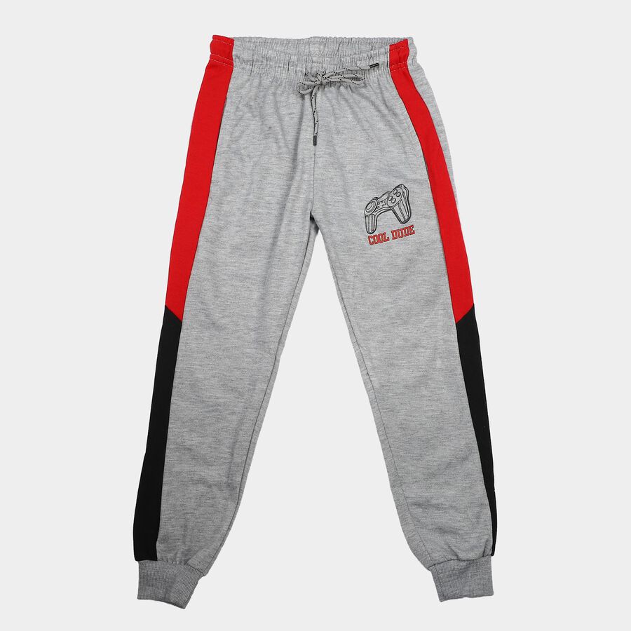 Boys Grey Jogger Graphic Winter Pyjama, मिश्रित मध्यम ग्रे, large