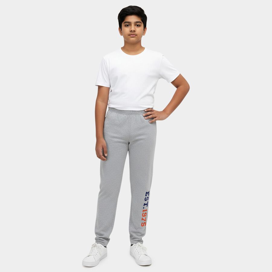 Boys' Light Grey Regular Fit Graphic Printed Pyjama, मिश्रित हल्का ग्रे, large