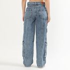 Ladies' 100% Cotton Jeans, मध्यम नीला, small image number null