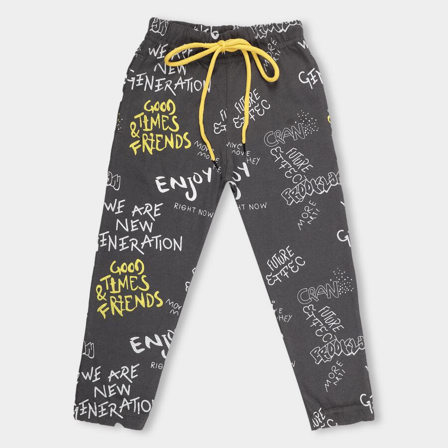 Boys' Muted Charcoal Gray Jogger Pyjama, चारकोल, large image number null