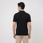 Men's Black Cotton Polo Neck Solid T-Shirt, Black, small