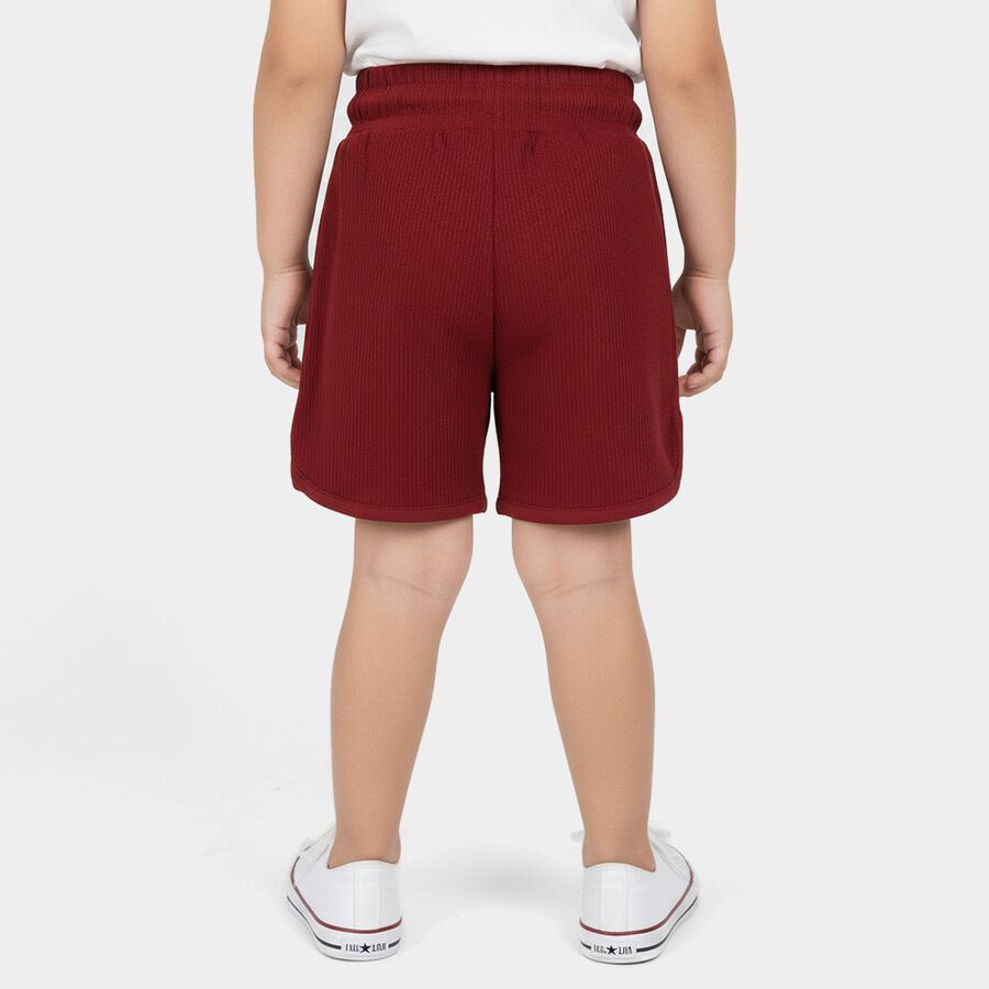 Girls' Wine Cotton Elastic Waist Shorts, Wine, large