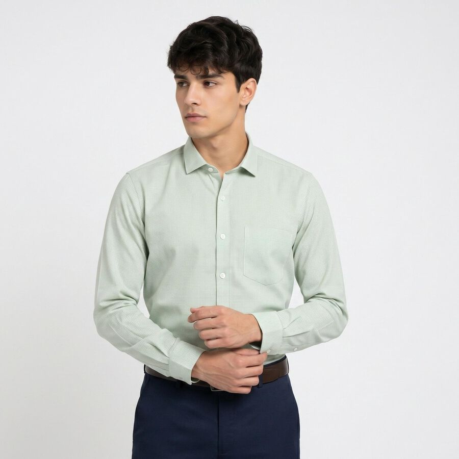 Men's Mint Green Regular Fit Formal Shirt, Light Green, large
