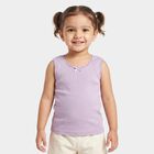 Girls Lilac Cotton Round Neck Sleeveless Vest, लाइलेक, small