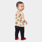 Infants' Beige 100% Cotton Round Neck Graphic Print Baba Suit, Beige, small
