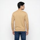 Men's Beige Crew Neck Pullover, Beige, small