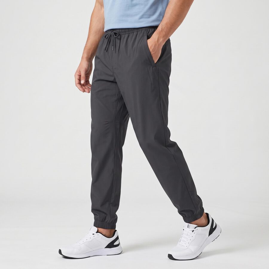 Men's Dark Grey Jogger Fit Solid Track Pants, गहरा ग्रे, large