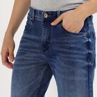 Men's Stonewashed Blue Straight Fit Classic Jeans, मध्यम नीला, small image number null