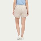 Women's Beige Regular Fit Checked Shorts, गहरा पीला, small
