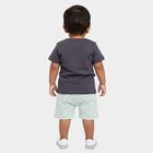 Infants' Charcoal 100% Cotton Round Neck Graphic Baba Suit, Charcoal, small