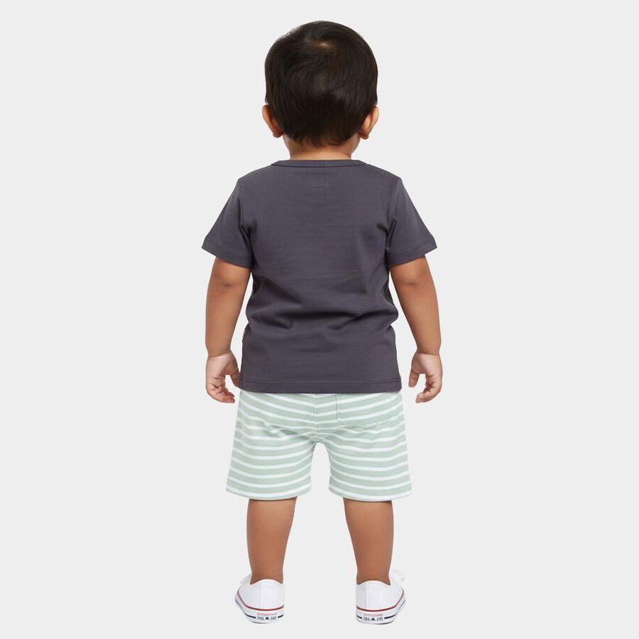 Infants' Charcoal 100% Cotton Round Neck Graphic Baba Suit, Charcoal, large