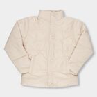 Girls Light Beige High Neck Casual Jacket, Beige, small image number null