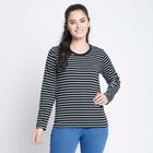 Stripes Round Neck Top, Black, small image number null